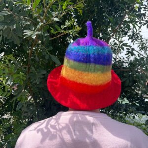 Felted Sauna Bowl Hat - Rainbow