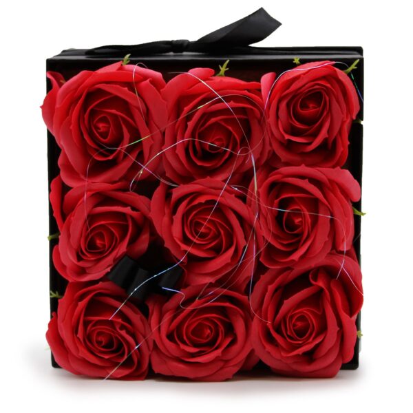 Square Soap Roses Soap Flower Gift Bouquet - 9 Red Roses - Square - Emerald Spa